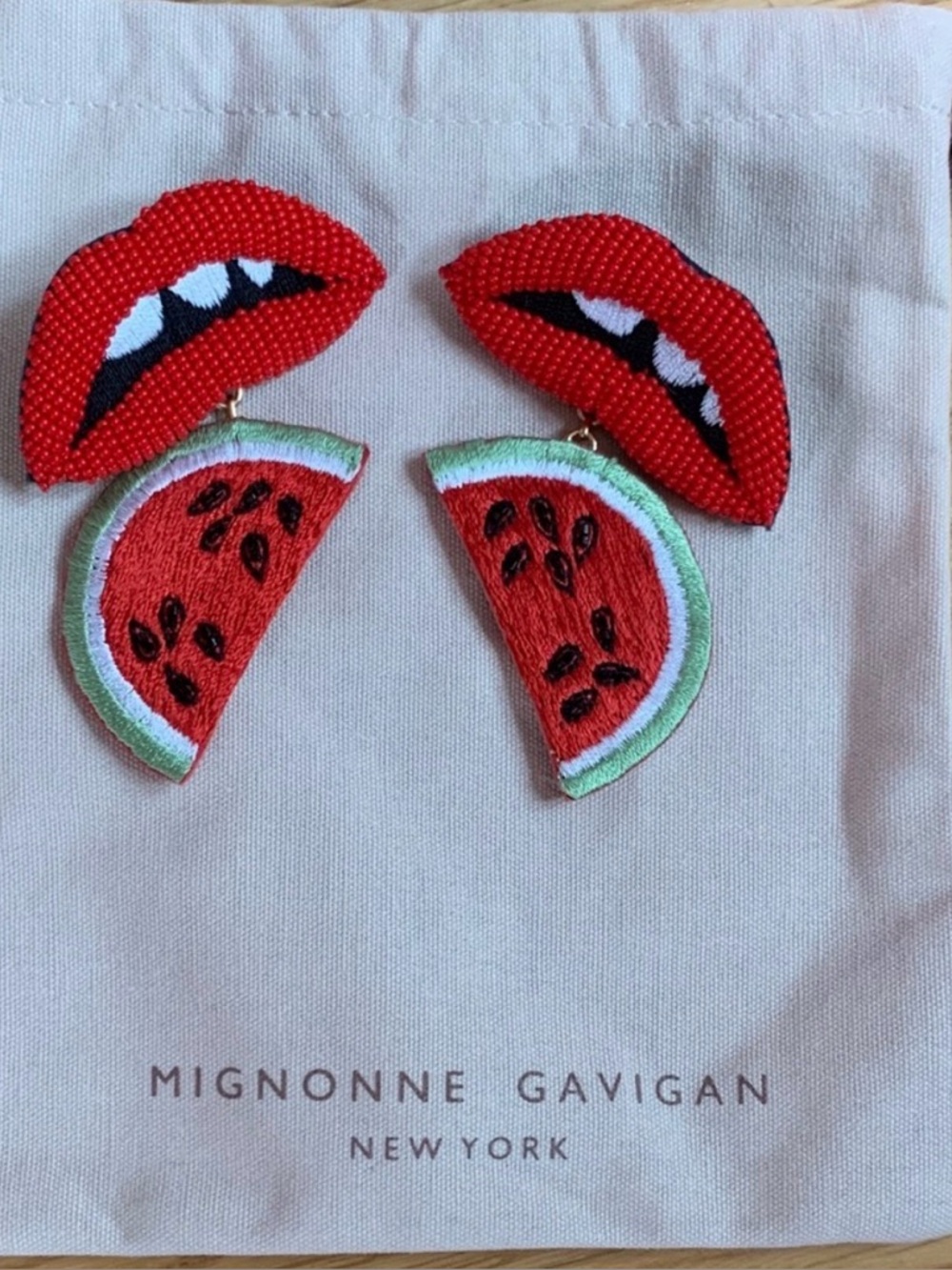 Mignonne Gavigan Red and Green Watermelon Earrings - Picture 6 of 9